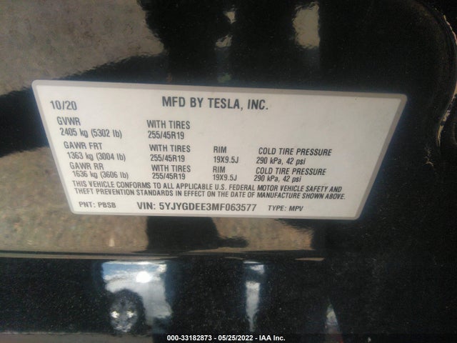 Tesla Model Y 2021 5YJYGDEE3MF063577 Image 10