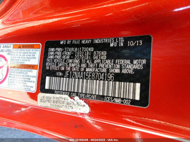 2014 Scion FR-S, VIN: JF1ZNAA15E8704196