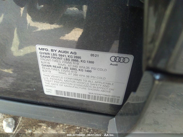 2021 Audi Q5, VIN: WA1E2AFY3M2103145