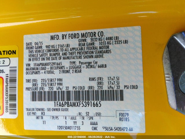 2015 Ford Fastback, VIN: 1FA6P8AMXF5391665