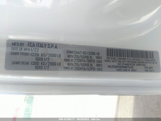 2022 Ram Promaster City, VIN: ZFBHRFABXN6W25430