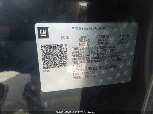 2018 Chevrolet Volt, VIN: 1G1RC6S53JU156434