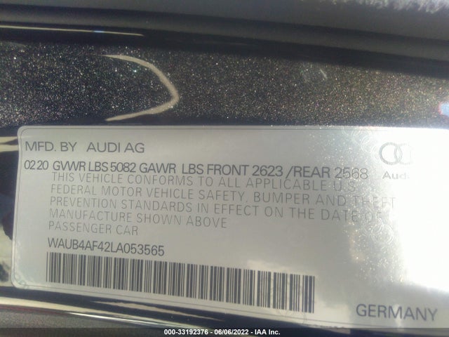 2020 Audi S4, VIN: WAUB4AF42LA053565