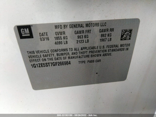Chevrolet MALIBU LT 2016 1G1ZE5ST7GF266984 Image 9