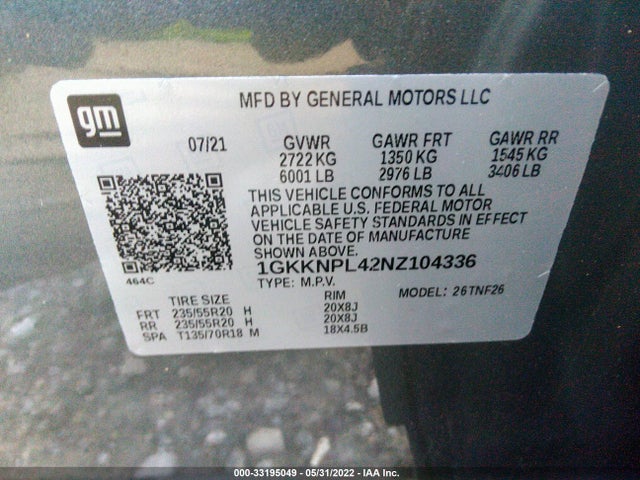 2022 GMC Acadia, VIN: 1GKKNPL42NZ104336
