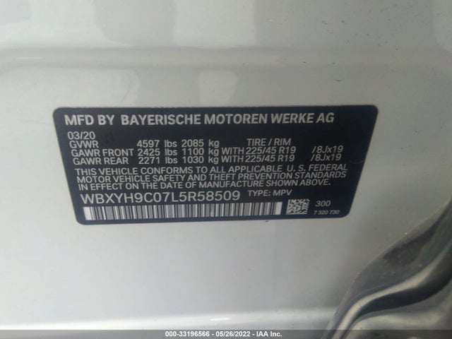 2020 BMW X2, VIN: WBXYH9C07L5R58509