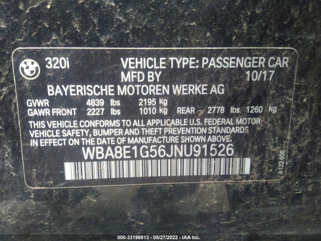WBA8E1G56JNU91526 BMW 3 Series 320i