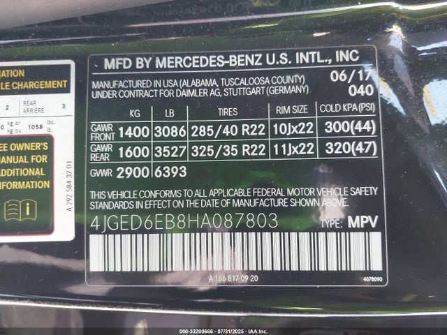 Mercedes-Benz GLE-Class 2017 4JGED6EB8HA087803 Image 9