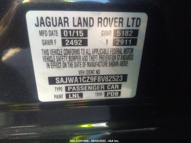 2015 Jaguar XJ, VIN: SAJWA1CZ9F8V82523