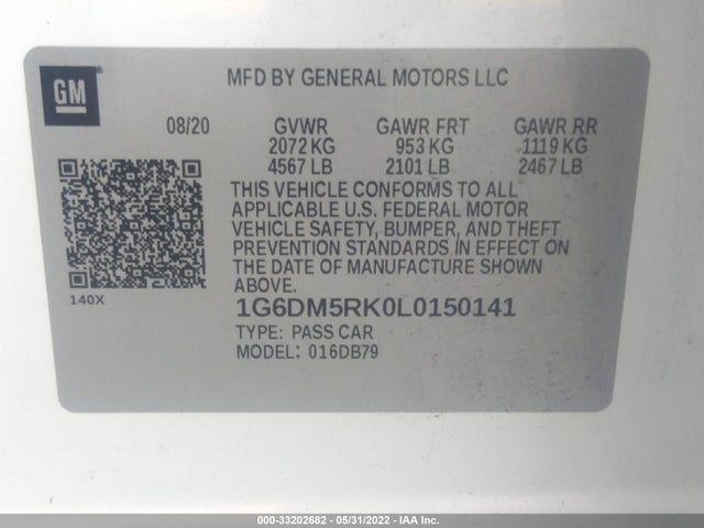 2020 Cadillac CT5, VIN: 1G6DM5RK0L0150141