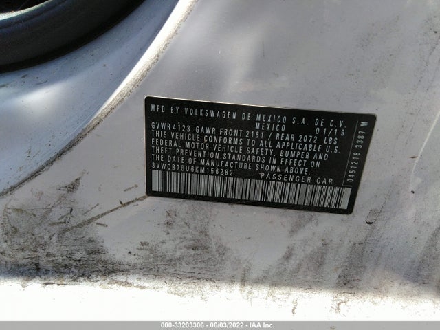 3VWCB7BU6KM156282 Volkswagen Jetta S/se/r-line