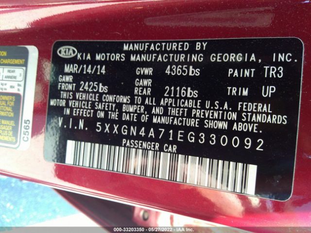 5XXGN4A71EG330092 KIA OPTIMA EX