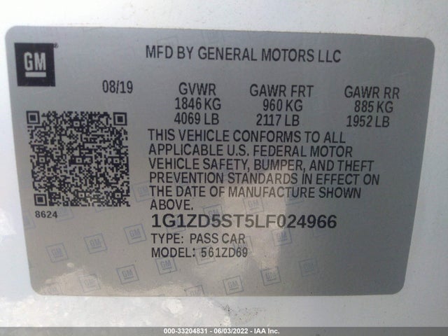 Chevrolet MALIBU LT 2020 1G1ZD5ST5LF024966 Image 9