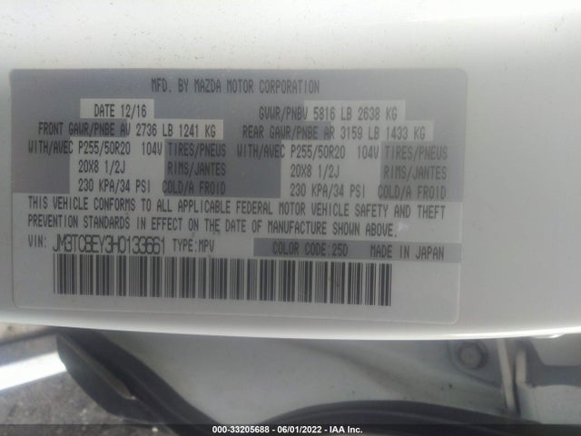 2017 Mazda CX-9, VIN: JM3TCBEY3H0133661
