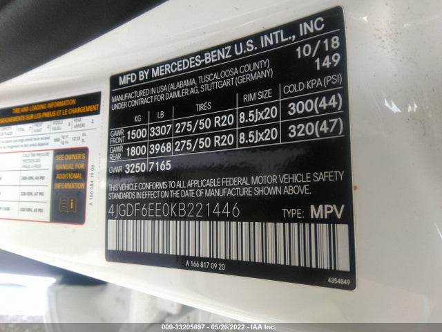 2019 Mercedes-Benz GLS-Class, VIN: 4JGDF6EE0KB221446