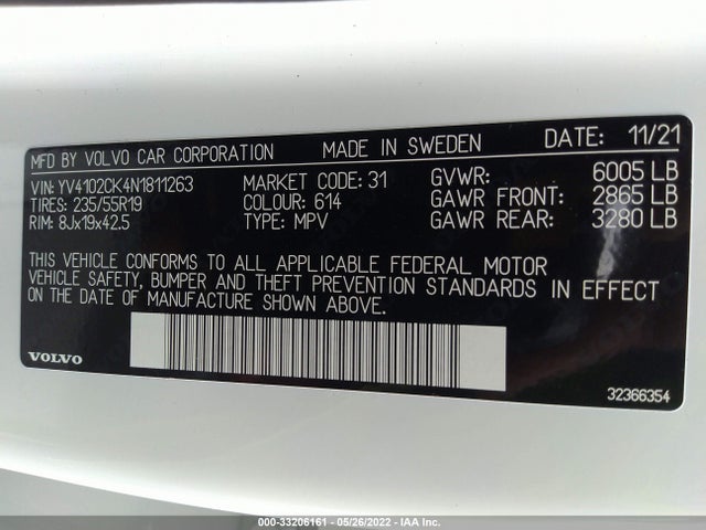 2022 Volvo XC90, VIN: YV4102CK4N1811263