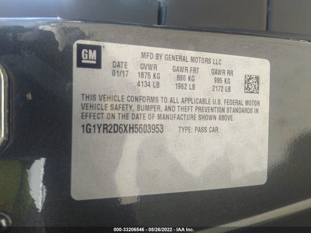 2017 Chevrolet Corvette, VIN: 1G1YR2D6XH5603953