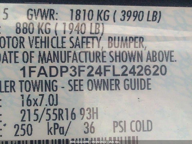 2015 Ford Focus, VIN: 1FADP3F24FL242620