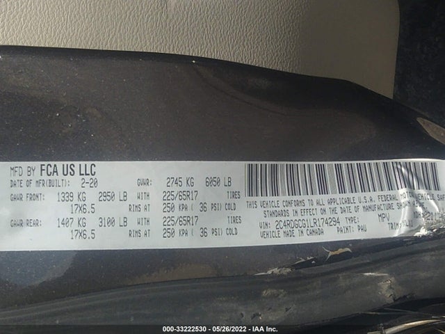 2020 Dodge Grand Caravan, VIN: 2C4RDGCG1LR174294
