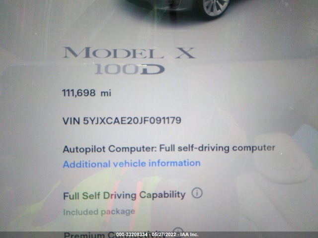 2018 Tesla Model X, VIN: 5YJXCAE20JF091179