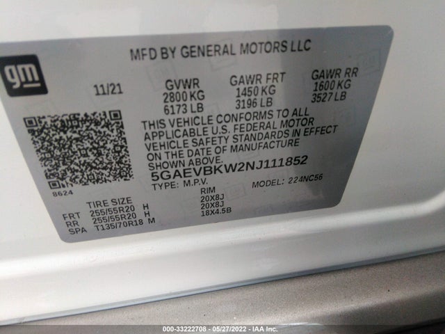 2022 Buick Enclave, VIN: 5GAEVBKW2NJ111852