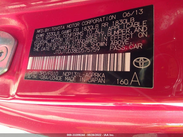 2014 Toyota Yaris, VIN: JTDJTUD38ED575759
