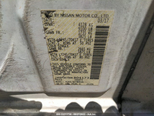 2017 Nissan NV, VIN: 1N6BF0KY9HN804173