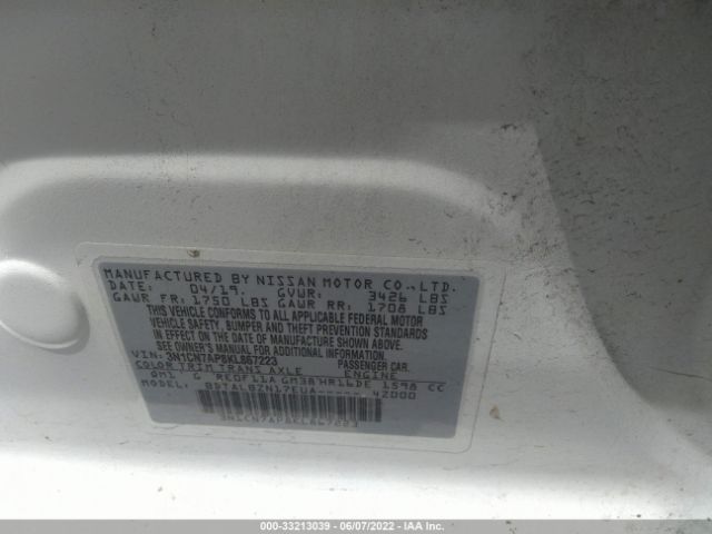 3N1CN7AP8KL867223 Nissan Versa Sedan Sv