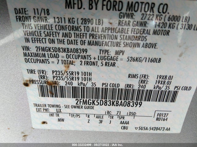 2019 Ford Flex, VIN: 2FMGK5D83KBA08399