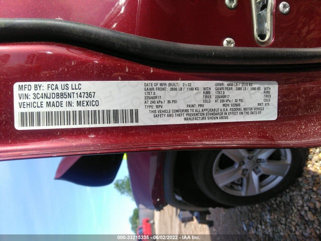 2022 Jeep Compass, VIN: 3C4NJDBB5NT147367