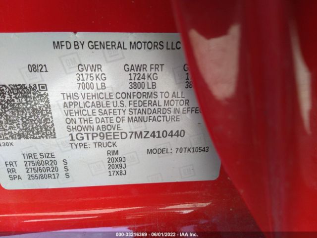 1GTP9EED7MZ410440 GMC Sierra 1500 4wd  Short Box At4