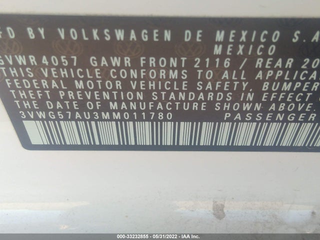 2021 Volkswagen Golf, VIN: 3VWG57AU3MM011780
