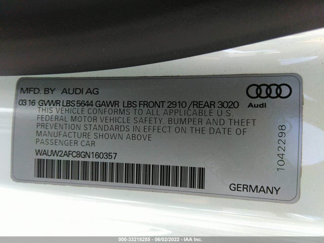2016 Audi S7, VIN: WAUW2AFC8GN160357
