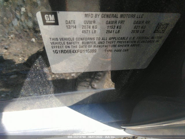 2015 Chevrolet Volt, VIN: 1G1RD6E4XFU116889