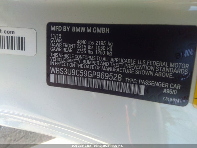 2016 BMW M4, VIN: WBS3U9C59GP969528
