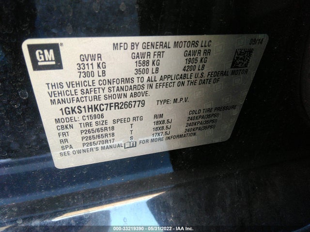 2015 GMC Yukon XL, VIN: 1GKS1HKC7FR266779