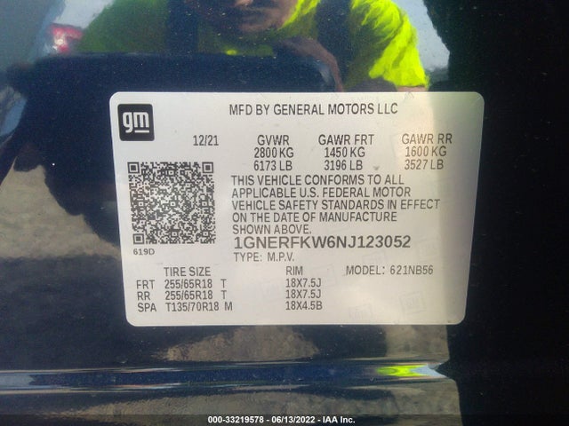 2022 Chevrolet Traverse, VIN: 1GNERFKW6NJ123052