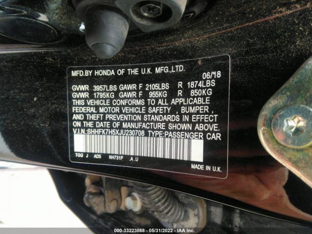 SHHFK7H5XJU230708 Honda CIVIC EX