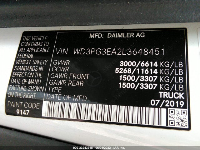 2020 Mercedes-Benz Metris, VIN: WD3PG3EA2L3648451