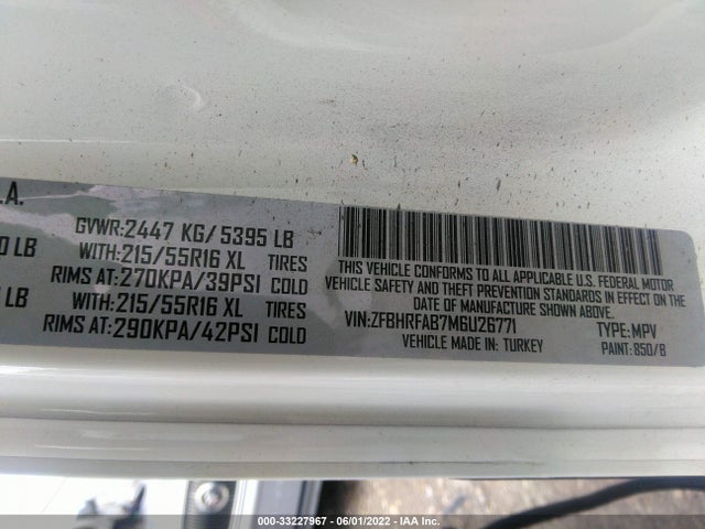 2021 Ram Promaster City, VIN: ZFBHRFAB7M6U26771