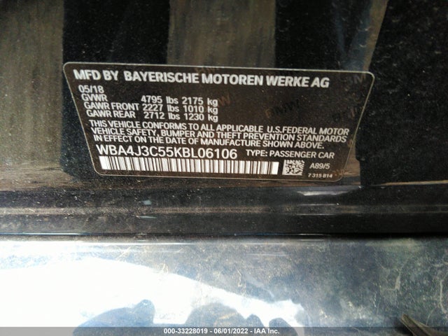 2019 BMW 4 Series, VIN: WBA4J3C55KBL06106