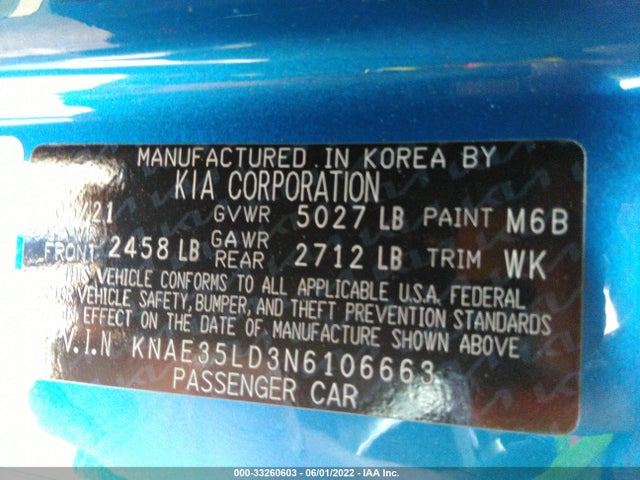 2022 Kia Stinger, VIN: KNAE35LD3N6106663