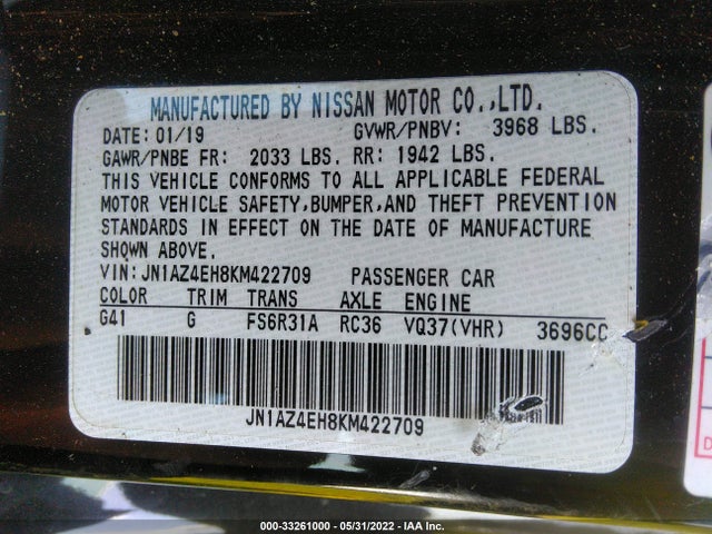 2019 Nissan Z, VIN: JN1AZ4EH8KM422709