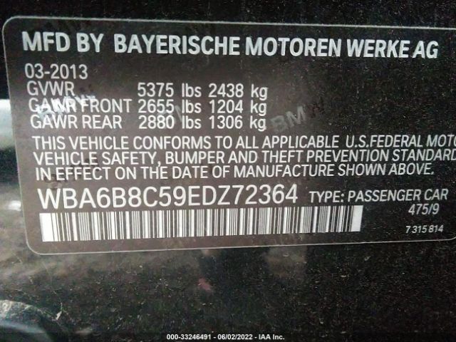 WBA6B8C59EDZ72364 BMW 6 Series 640i Xdrive