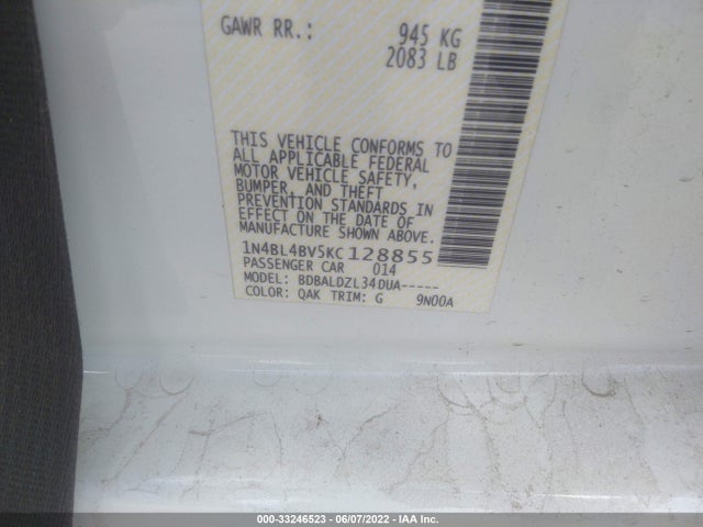 Nissan Altima 2.5 S 2019 1N4BL4BV5KC128855 Image 10