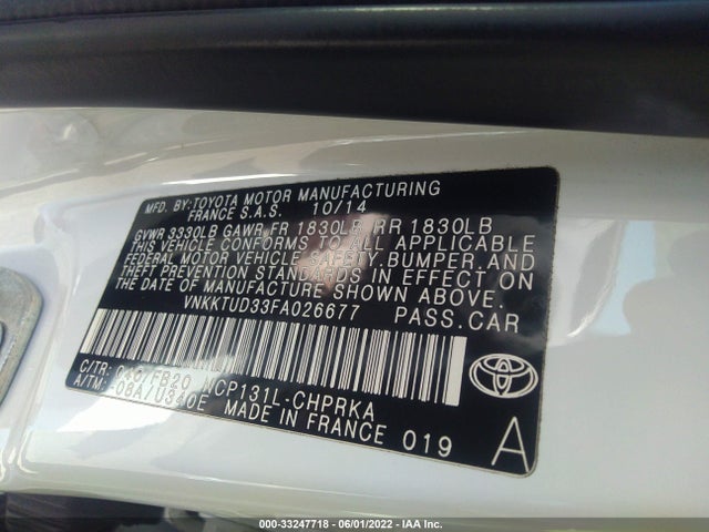 2015 Toyota Yaris, VIN: VNKKTUD33FA026677