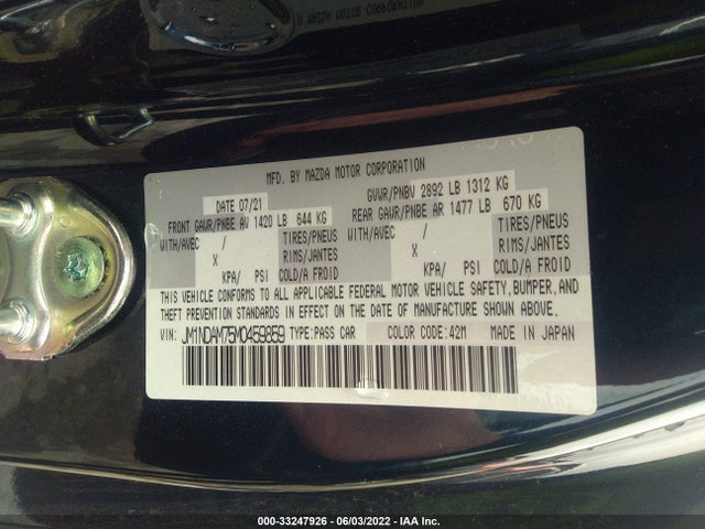 2021 Mazda MX-5 Miata, VIN: JM1NDAM75M0459859