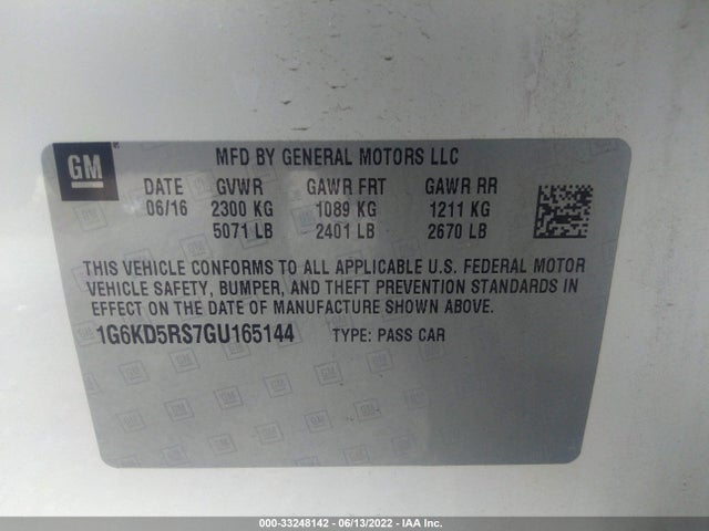 2016 Cadillac CT6, VIN: 1G6KD5RS7GU165144