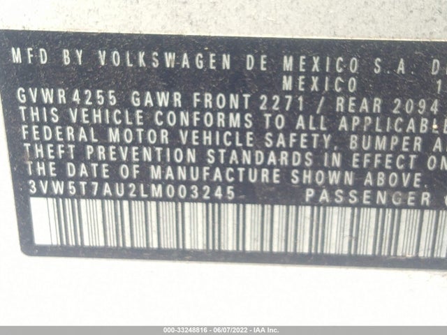 2020 Volkswagen Golf GTI, VIN: 3VW5T7AU2LM003245