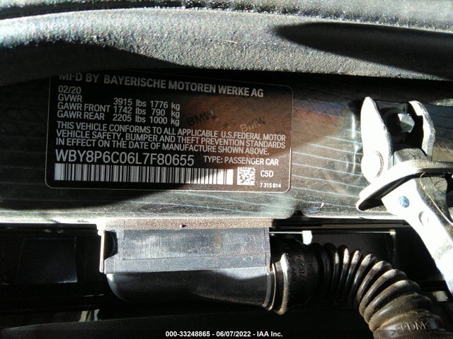 2020 BMW i3, VIN: WBY8P6C06L7F80655